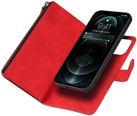 ShunJieTech za iPhone 12 Pro Max Case[6.7 inch] 2 u 1 odvojivi novčanik magnetna futrola PU Koža Folio Flip Cover sa patentnim zatvaračem