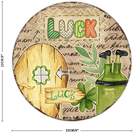 Dan sv. Patricka Lucky Gnome Okrugli metalni limenki irski lucky locke limeni znak 9in sretan dan plaketa zeleni Lucky love Metalni