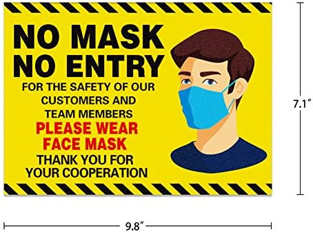 Fasaft Nema maske Nema ulazne prozorske naljepnice, 7,1 x 9,8 maska ​​za lice potrebne sigurnosne zagrijavanje naljepnica za tvornice,