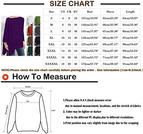 Prevelika dukserija za žene Čvrsto boje posada iz vuča pulover dugih rukava s dugim rukavima Nepravilne casual labave bluze