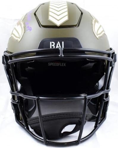 Ray Lewis potpisao Ravens F/S Pozdrav za uslugu Speed Flex kaciga w / 2 ins.- BAWHolo-autograme NFL kacige