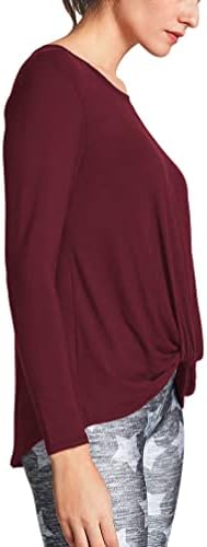Bestisun dugih rukava na dugim rukavima Top za žene Yoga vrhovi Ležerne prilike pune majice Twist čvor Tun je bluze