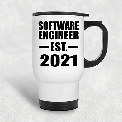 Dizajnirajte softverski inženjer uspostavljen est. 2021, bijela putna krila 14oz izolirana od nehrđajućeg čelika, pokloni za rođendan