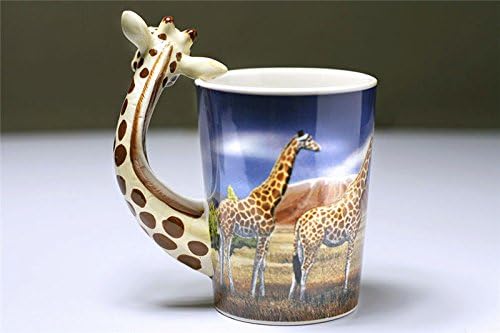 Okokmall US - Creative Ručno oslikani 3D životinjski crtani crtani žiraffe keramički kućni poklon za kafu