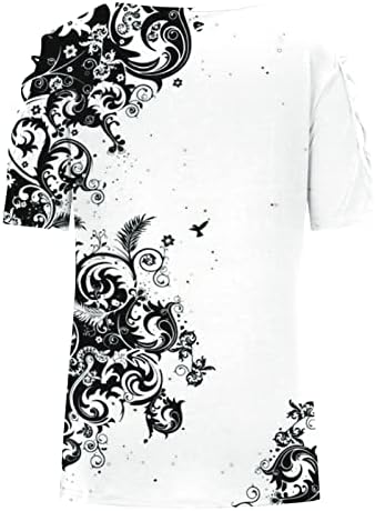 O vrat ljetni vrhovi klasični majica kratkih rukava s uzorkom labave bluze vježbanje vrhovi za žene za žene