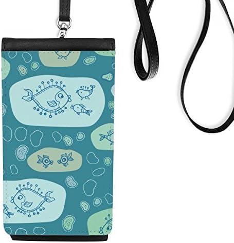 Plave mjehuriće crtanje crteže ribe Telefon novčanik torbica Viseće mobilne torbice Crni džep