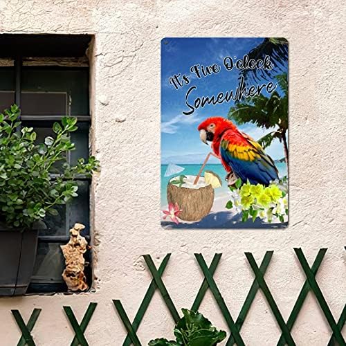 Plaža Kokosov parrot Novost Personalizirani metalni znak To je pet sati zidna vrata plaketa Travel Suveniri Zidni ukras za ulaz za