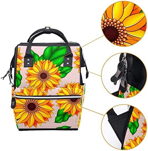 Guerotkr putni ruksak, vrećice za pelene, ruksačka torba pelena, cvijet suncokreta zeleni listovi uzorak