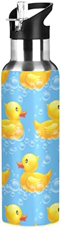Umiriko Slatka žuta patka boca za životinje Termos sa slamkom 20 oz za dječje dječake Djevojke, nepropusnost, vakuum izolirani nehrđajući