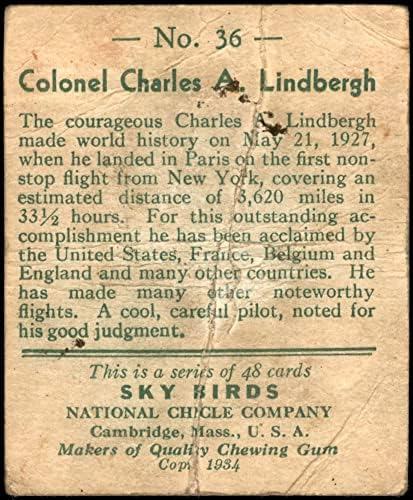 1934. Nacionalni čekoćni nebo ptice 36 Charles Lindbergh Loše