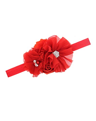 Crvena cvjetna traka za glavu za djevojčice crvena traka za kosu luk crvena cvjetna mašna pokrivala za glavu SCRD01