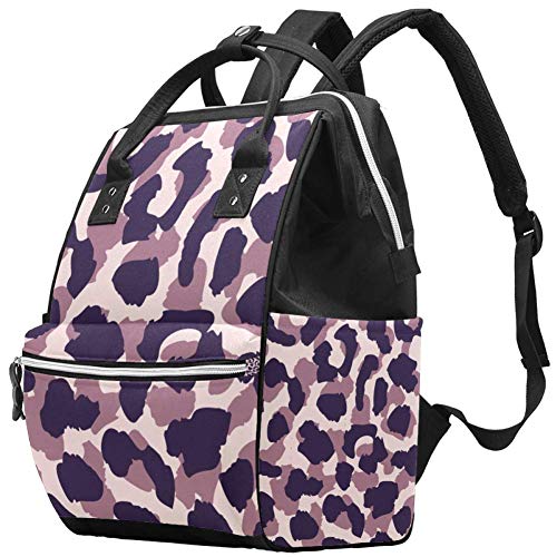 Nehomer Leopard Skin uzorak ljubičaste crne vrećice za crnu pelene Travel Mama torbe Naspel Backpack Veliki kapacitet za njegu beba