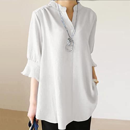 Ležerni vrhovi za žene ženska bluza sa pola rukava pamučna košulja truba rukav pamučni vrhovi bluza ženske čipkaste bluze
