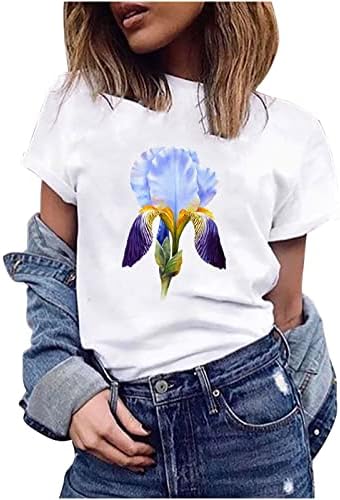 Ženski vrhovi Casual okrugli vrat cvjetni Print T Shirt Vintage cvijet grafički Tees kratki rukav ljetna košulja bluza Top