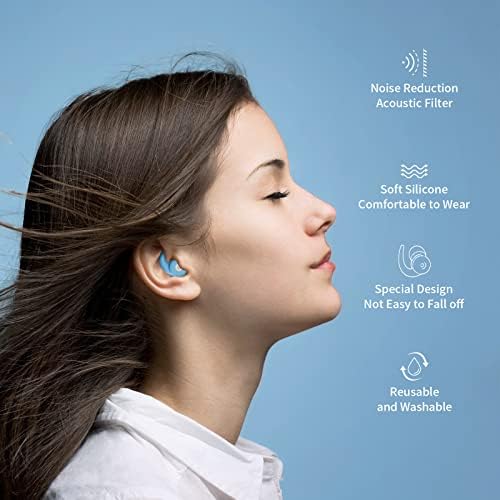 Uši za uši za uklanjanje buke za spavanje, koncertni uši za uši za smanjenje buke za 25-33db, silikonske meke uši za višekratnu upotrebu sa 5 veličina savjeti za uši za hrkanje, posao, mortorcikl