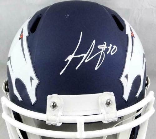 Phillip Lindsay potpisao Denver Broncos F / S amp speed Helmet-JSA W Auth *NFL Helmets sa bijelim autogramom