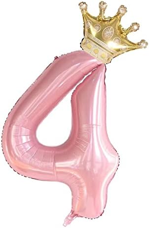 40inch Pink Crown broj 4 baloni Set, 4.rođendan baloni za djevojčice, dječje 4. rođendan Party Dekoracije.